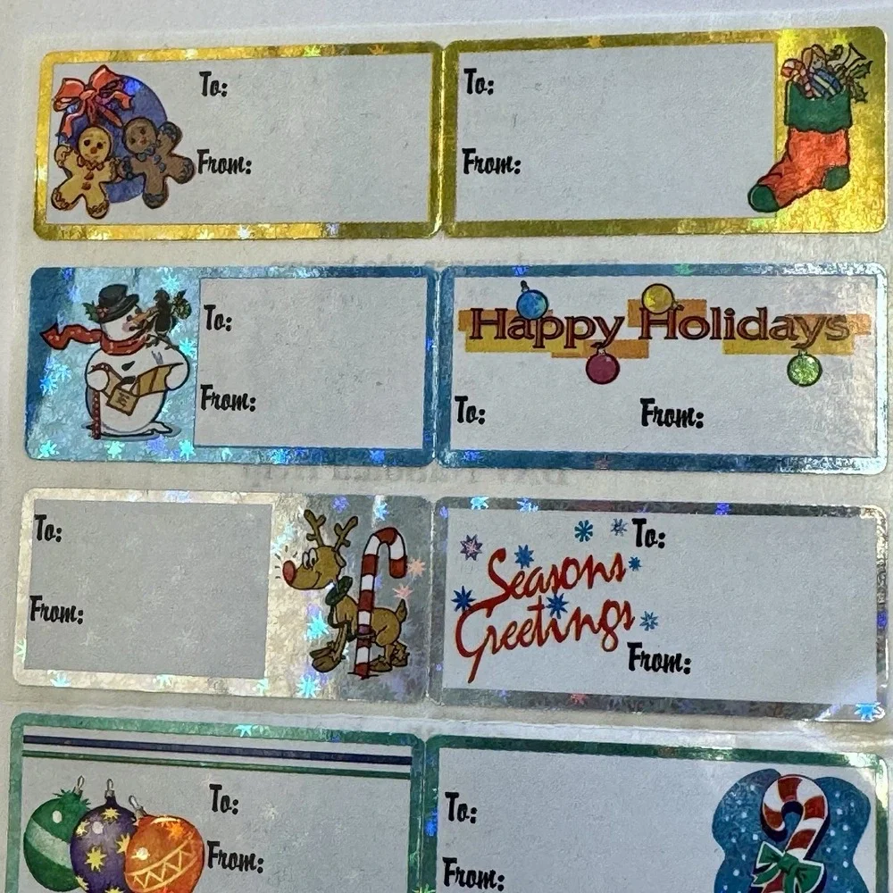 24‎ Self-Adhesive Christmas Gift Tags 2 Sheets Holiday Gift Stickers